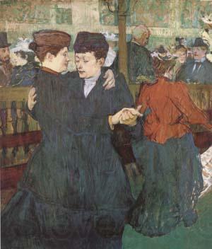 Henri de toulouse-lautrec Two Women Dancing at the Moulin Rouge (mk09) France oil painting art